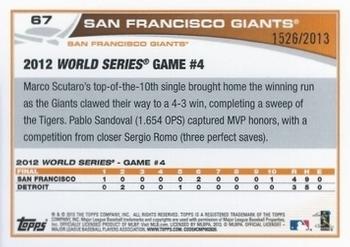 2013 Topps - Gold #67 San Francisco Giants Back