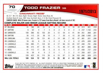 2013 Topps - Gold #70 Todd Frazier Back