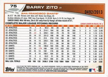 2013 Topps - Gold #75 Barry Zito Back