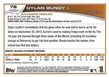 2013 Topps - Gold #78 Dylan Bundy Back