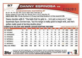 2013 Topps - Gold #97 Danny Espinosa Back