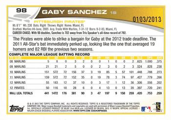 2013 Topps - Gold #98 Gaby Sanchez Back