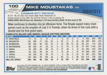 2013 Topps - Gold #100 Mike Moustakas Back