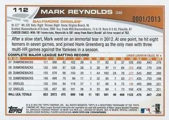 2013 Topps - Gold #112 Mark Reynolds Back