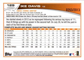 2013 Topps - Gold #129 Ike Davis Back