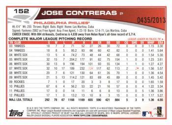 2013 Topps - Gold #152 Jose Contreras Back