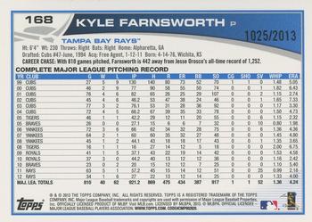 2013 Topps - Gold #168 Kyle Farnsworth Back
