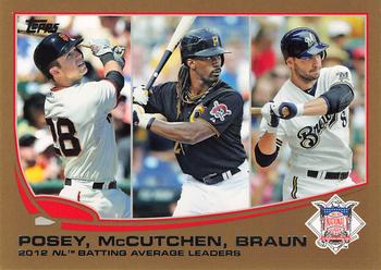 2013 Topps - Gold #189 2012 NL Batting Average Leaders (Buster Posey / Andrew McCutchen / Ryan Braun) Front