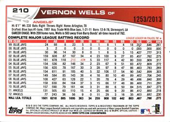 2013 Topps - Gold #210 Vernon Wells Back