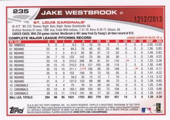 2013 Topps - Gold #235 Jake Westbrook Back