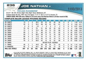 2013 Topps - Gold #236 Joe Nathan Back