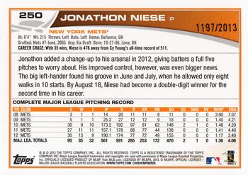 2013 Topps - Gold #250 Jonathon Niese Back