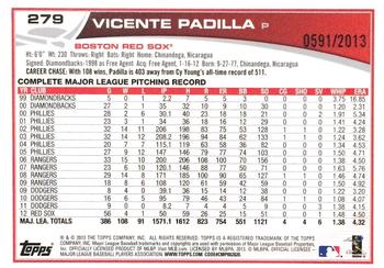 2013 Topps - Gold #279 Vicente Padilla Back