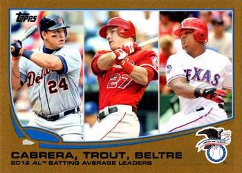 2013 Topps - Gold #294 2012 AL Batting Average Leaders (Miguel Cabrera / Mike Trout / Adrian Beltre) Front