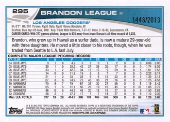 2013 Topps - Gold #295 Brandon League Back