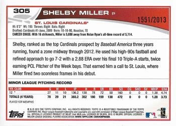 2013 Topps - Gold #305 Shelby Miller Back