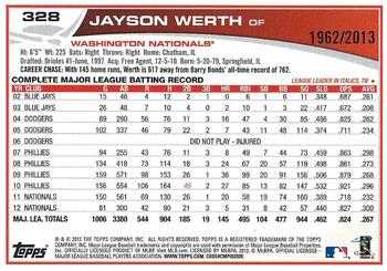 2013 Topps - Gold #328 Jayson Werth Back