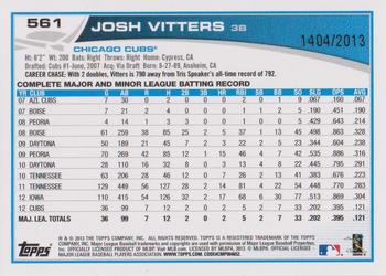 2013 Topps - Gold #561 Josh Vitters Back