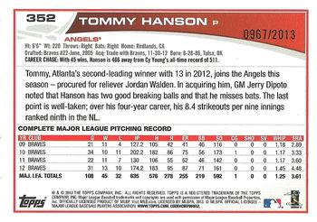 2013 Topps - Gold #352 Tommy Hanson Back