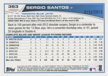 2013 Topps - Gold #363 Sergio Santos Back