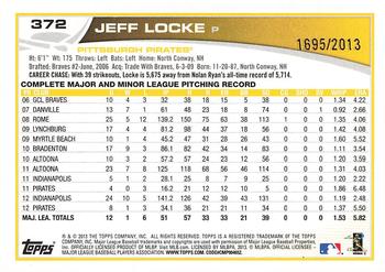 2013 Topps - Gold #372 Jeff Locke Back