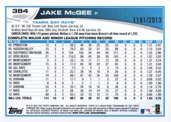 2013 Topps - Gold #384 Jake McGee Back