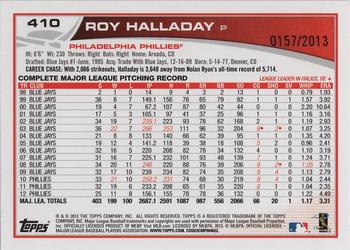 2013 Topps - Gold #410 Roy Halladay Back