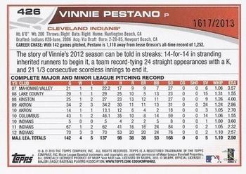 2013 Topps - Gold #426 Vinnie Pestano Back