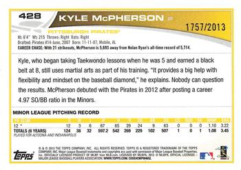 2013 Topps - Gold #428 Kyle McPherson Back