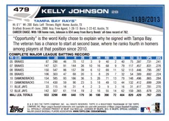 2013 Topps - Gold #479 Kelly Johnson Back