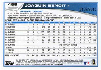 2013 Topps - Gold #495 Joaquin Benoit Back