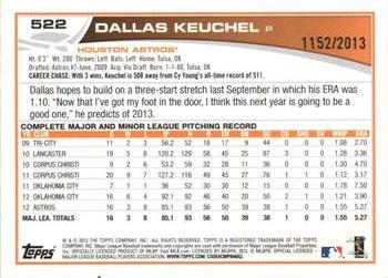 2013 Topps - Gold #522 Dallas Keuchel Back