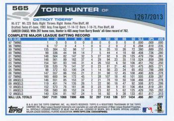 2013 Topps - Gold #565 Torii Hunter Back