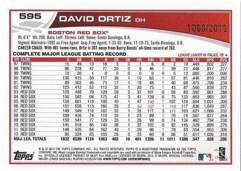 2013 Topps - Gold #595 David Ortiz Back