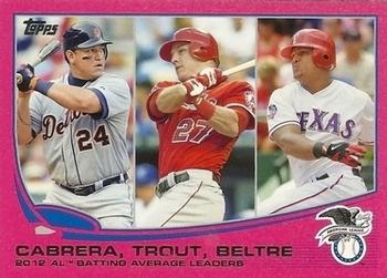 2013 Topps - Pink #294 2012 AL Batting Average Leaders (Miguel Cabrera / Mike Trout / Adrian Beltre) Front