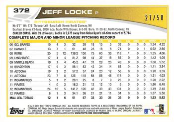 2013 Topps - Pink #372 Jeff Locke Back