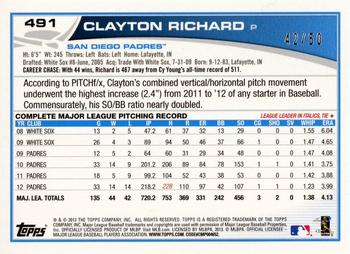 2013 Topps - Pink #491 Clayton Richard Back