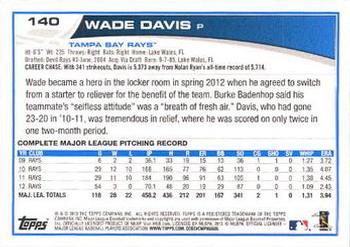 2013 Topps - Platinum #140 Wade Davis Back