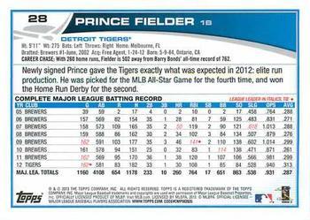2013 Topps - Platinum #28 Prince Fielder Back