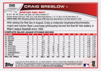 2013 Topps - Platinum #32 Craig Breslow Back