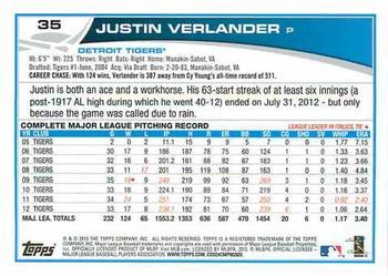 2013 Topps - Platinum #35 Justin Verlander Back
