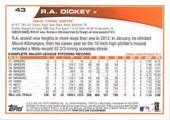 2013 Topps - Platinum #43 R.A. Dickey Back