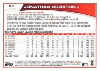 2013 Topps - Platinum #51 Jonathan Broxton Back
