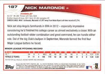 2013 Topps - Platinum #187 Nick Maronde Back