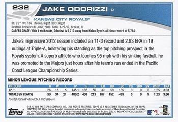 2013 Topps - Platinum #232 Jake Odorizzi Back