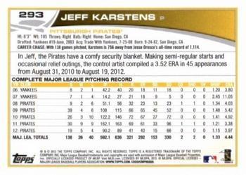 2013 Topps - Platinum #293 Jeff Karstens Back