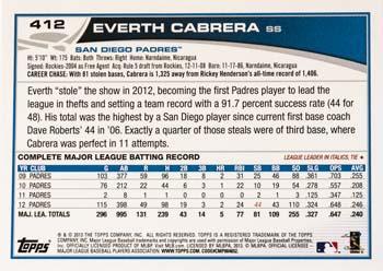 2013 Topps - Platinum #412 Everth Cabrera Back