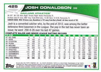 2013 Topps - Platinum #425 Josh Donaldson Back