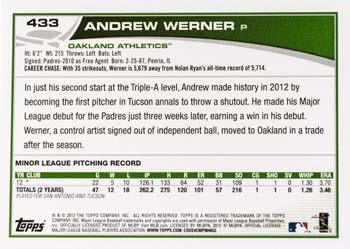 2013 Topps - Platinum #433 Andrew Werner Back