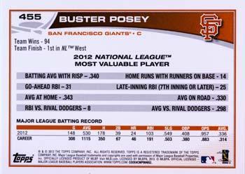 2013 Topps - Platinum #455 Buster Posey Back
